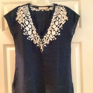 Tory Burch Linen Embroidered Tunic XS